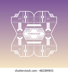 Futuristic space design levitating on gradient background. Useful for covers, prints and advertising.