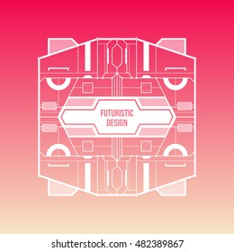 Futuristic space design levitating on gradient background. Useful for covers, prints and advertising.