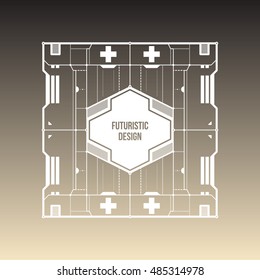 Futuristic space design, levitating on gradient background. Useful for covers, prints and advertising.