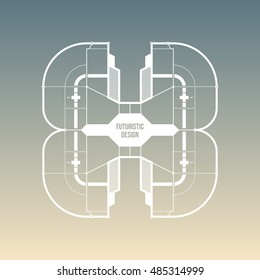 Futuristic space design, levitating on gradient background. Useful for covers, prints and advertising.