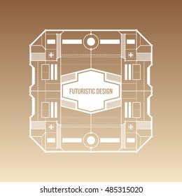 Futuristic space design, levitating on gradient background. Useful for covers, prints and advertising.