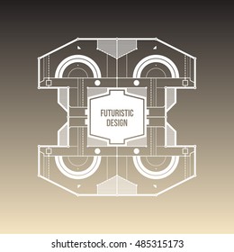 Futuristic space design, levitating on gradient background. Useful for covers, prints and advertising.
