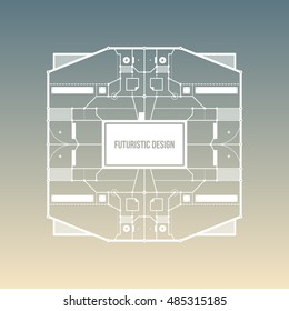 Futuristic space design, levitating on gradient background. Useful for covers, prints and advertising.