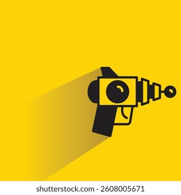 futuristic and space gun icon with shadow on yellow background