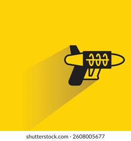 futuristic and space gun icon with shadow on yellow background