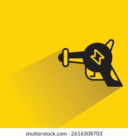 futuristic and space gun icon with shadow on yellow background