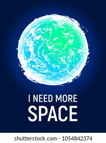 Futuristic space planet poster background. Textured cosmic celestial body in deep blue sky. Cosmic party banner template. Vector illustration. Planet Earth vector. Earth Day concept, Earth Hour.