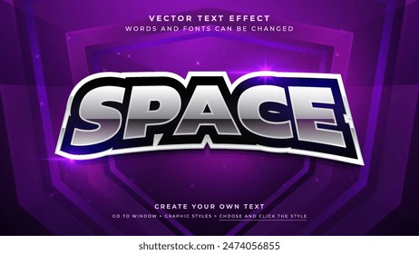 Futuristic Space Text Effect Vector Design, Gamers Logo Graphic Style