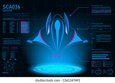 futuristic spaceship database information analysis spaceship for Release.vector and illustration.