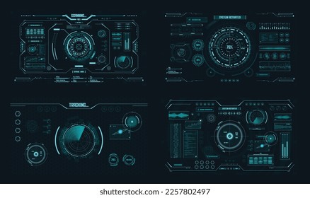 Concepto de interfaz HUD de nave espacial futurista. Resumen de los elementos de pantalla de la tecnología. Fondo del ciberespacio de innovación.