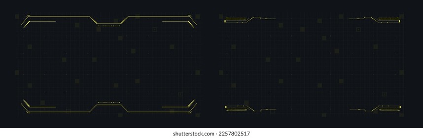 Futuristic spaceship HUD interface concept. Frame window technology screen elements set. Innovation cyberspace background.