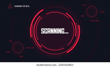 Futuristic spaceship HUD interface concept. Abstract technology controls, progression bar, circle. Scanning FUI background.
