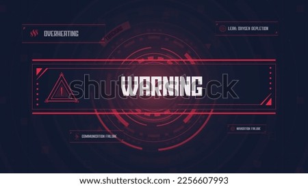 Futuristic spaceship HUD interface concept with warning pop up. Abstract technology controls, progression bar, circle. Innovation cyberspace background.