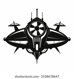 Futuristic Spaceship Icon – Sci-Fi Spacecraft and Space Exploration Symbol