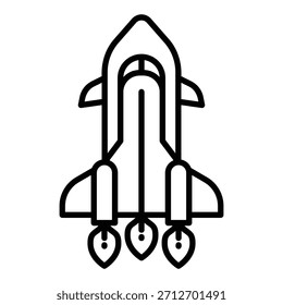 Icono de la nave espacial futurista con propulsores