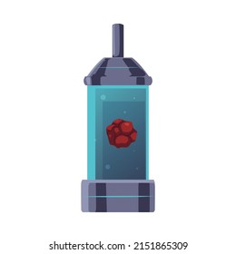 Futuristic spaceship incubator for growing or exploring alien plants, flat vector illustration isolated on white. Concept of space exploring and study of extraterrestrial life.