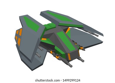 Futuristic spaceship. Isolated on white background. 3d Vector illustration.