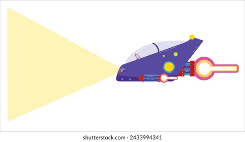 Futuristic Spaceship Vector Illustration: Minimalist Design on White Background