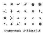 futuristic sparkle icons collection. Set of star shapes. Abstract cool shine effect sign vector design. Templates for design, posters, projects, banners, and logo