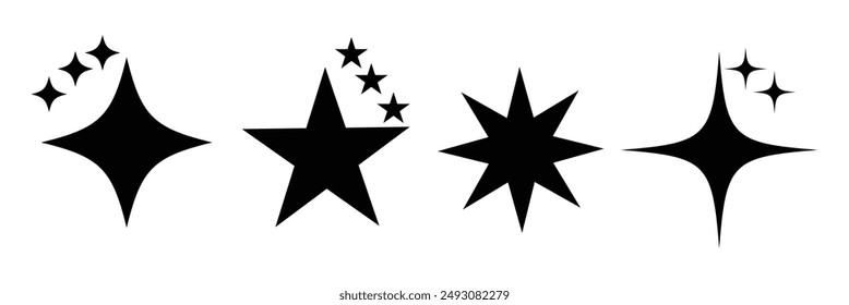 colección de iconos de chispa futurista. Conjunto de Formas de estrellas. Diseño Abstractas del Vector del signo del efecto del brillo fresco. Plantillas de diseño, carteles, proyectos, Anuncios y logo