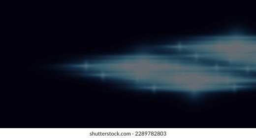 Futuristic sparkling blue light effect on black background.