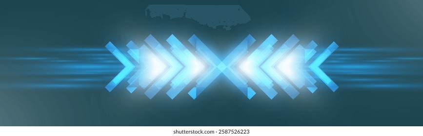 Futuristic speed background with glowing arrows and motion blur. digital abstract technology concept with fast moving elements.