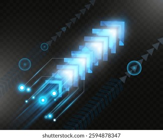 Futuristic speed background with glowing arrows, motion blur, digital technology concept, fast-moving elements, dynamic light trails, high-tech energy flow, acceleration effect, sci-fi motion design.