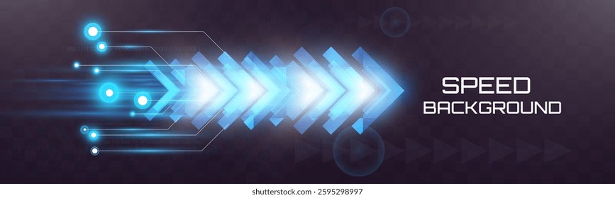 Futuristic speed background with glowing arrows, motion blur, digital technology concept, fast-moving elements, dynamic light trails, high-tech energy flow, acceleration effect, sci-fi motion design.