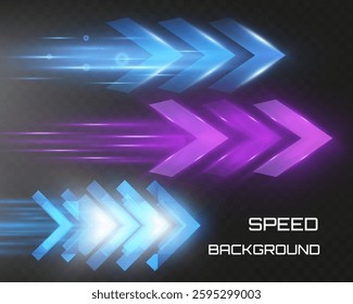 Futuristic speed background with glowing arrows, motion blur, digital technology concept, fast-moving elements, dynamic light trails, high-tech energy flow, acceleration effect, sci-fi motion design.