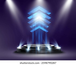 Futuristic speed background with glowing arrows, motion blur, digital technology concept, fast-moving elements, dynamic light trails, high-tech energy flow, acceleration effect, sci-fi motion design.	