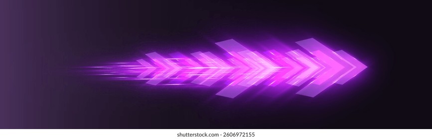 Futuristic speed background with glowing arrows and motion blur. digital abstract technology concept with fast moving elements.