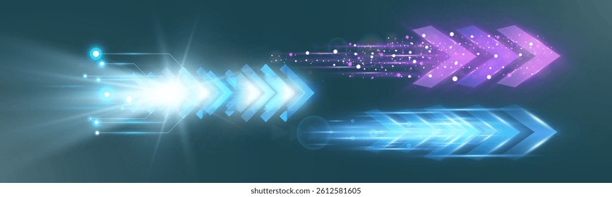 	
Futuristic speed background with glowing arrows, motion blur, digital technology concept, fast-moving elements, dynamic light trails, high-tech energy flow, acceleration effect, sci-fi motion design