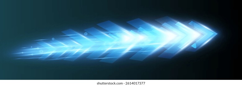 Futuristic speed background with glowing arrows, motion blur, digital technology concept, fast-moving elements, dynamic light trails, high-tech energy flow, acceleration effect, sci-fi motion design