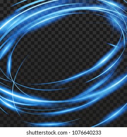 Futuristic speed light hi-tech transparent orbital frame over checkered background. Vector illustration