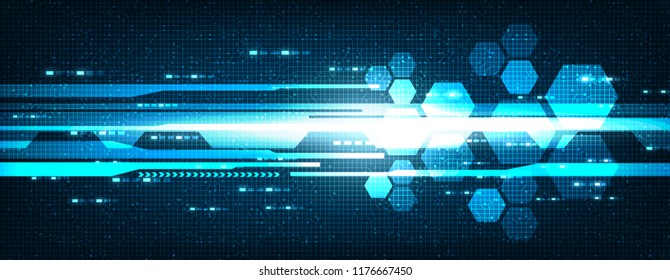 Futuristic Speed Line with Circuit Microchip Technology on Future Background,Digital and Connection Concept design,Free Space For text in put,Vector illustration.