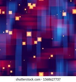 Futuristic Speed Seamless Background. Glow Shapes Texture. Technology Poster Background. Colorful Matrix Backdrop.