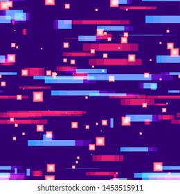Futuristic Speed Seamless Background. Light Shapes Pattern. Digital Movement Pattern. Colorful Matrix Backdrop.