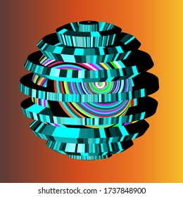 Esfera futurista con colores vivos. Tecnología artificial.
