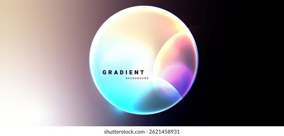 Futuristic sphere with glowing gradients on dark gradient background.