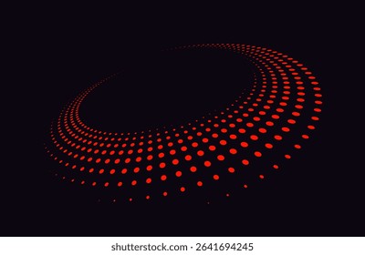Futuristic spiral of fast-moving lines and dots forming a red vortex.Dynamic swirl of dotted lines creating a modern speed vortex effect. Motion graphic design ideal for advertising.