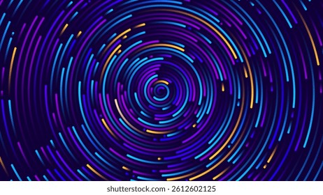 Futuristic Spiral with Glowing Neon Dots and Circular Data Flow. Abstract AI and Technology Concept for Big Data, Analytics, and Innovation Themes. Vector Illustration.
