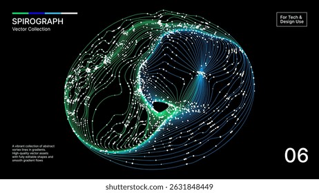 Futuristic Spirograph Wave–Abstract Tech Line Art with Gradient Flow Tech and Digital Artwork