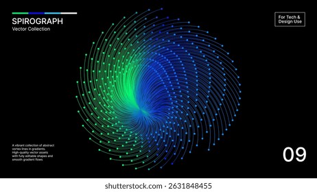 Futuristic Spirograph Wave–Abstract Tech Line Art with Gradient Flow Tech and Digital Artwork