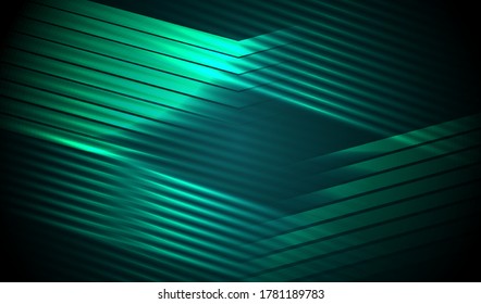 Futuristic sport green pattern. Glowing neon lines background. Modern light game grunge texture. Vector eps10.