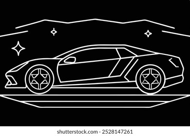 Diseño de ilustraciones de Vector dinámico de coche deportivo futurista, perfecto para gráficos imprimibles y productos digitales. Ideal para amantes de la automoción, entusiastas de la tecnología y proyectos de diseño moderno.