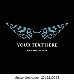 Futuristic Spread Wings Tech Logo Design Vector