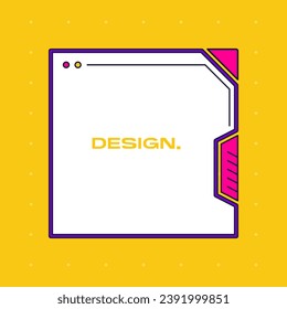 Futuristic square background. Social media frame vector illustration.