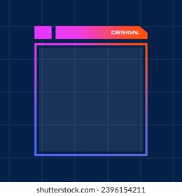 Futuristic square gradient background. Pop up window vector illustration.