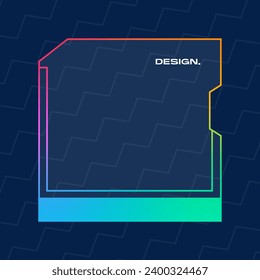 Futuristic square gradient background. Pop up window vector illustration.