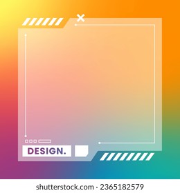 Futuristic square gradient background. Social media frame vector illustration.